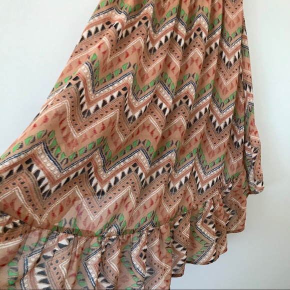 Papaya strapless high low dress Aztec design - Picture 7 of 8